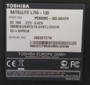 Toshiba Satellite L755-13D i3-M380 1st Gen 4GB RAM 1TB HDD - Image 5