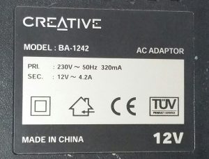 Creative BA-1242 12V 4.2A Power Supply AC Adaptor/Adapter - Image 2