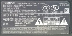 Sony AC-L15A AC Power Adaptor 8.4V 1.7A - Image 3
