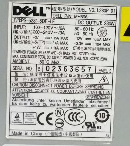 Dell L280P-01 280W Power Supply Unit PSU - Image 3