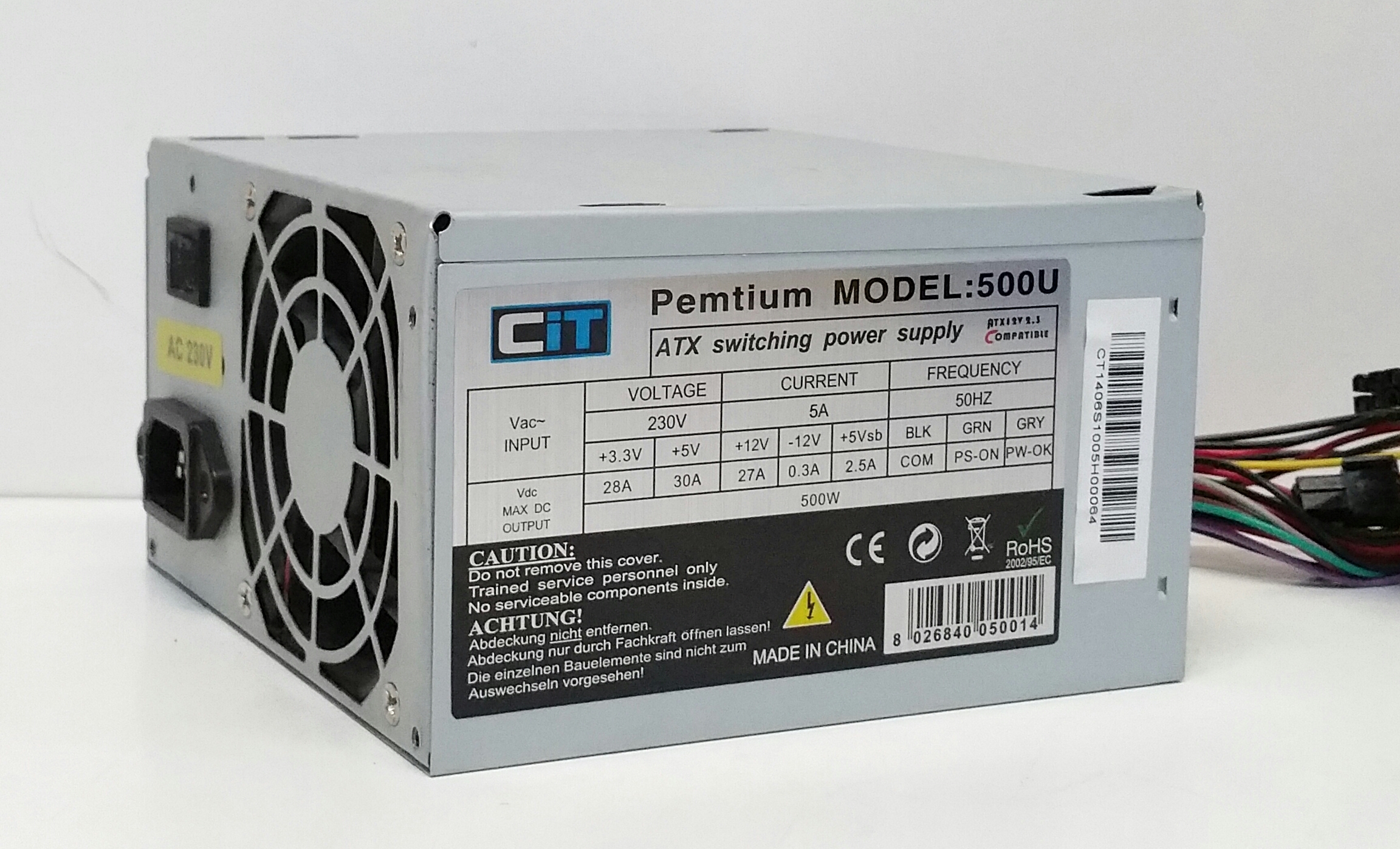 20180127_121443-1 CiT Pemtium 500U ATX Switching Power Supply Unit PSU 500W - Image 1
