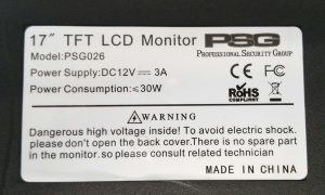 Professional Security Group (PSG) 17" TFT LCD Monitor PSG026 - Image 4
