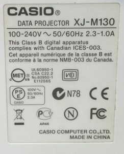 Casio XJ-M130 Data Projector with 7156 Lamp Hours Used - Image 3