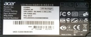 Acer V246HL 24" VGA DVI LCD Monitor - Image 3