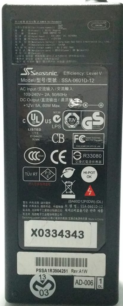 Seasonic SSA-0601D-12 Charger +12V/5A, 60W Max - Image 3
