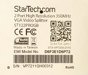 Startech.com ST122PROGB 2 Port High Resolution 350 MHz VGA Video Splitter - Job Lot x2 - Image 3