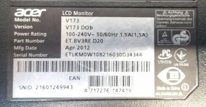 Acer V173 17" LCD Monitor VGA - Image 3
