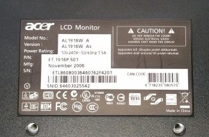 Acer AL1916W 19" Screen LCD Monitor - Image 3