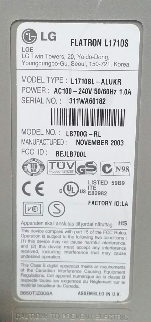LG Flatron L1710S 17" Screen VGA Monitor - Image 3