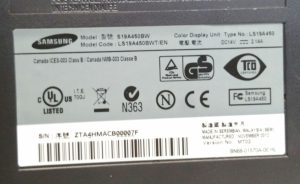 Samsung SyncMaster SA450 19" DVI, VGA Monitor S19A450BW Power Cable Included - Image 3