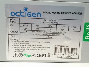 Octigen 102709PSOTG ATX400W Power Supply Unit 400W - Image 3