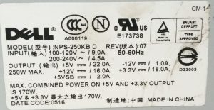 Dell NPS-250KBD 170W Power Supply Unit PSU - Image 3