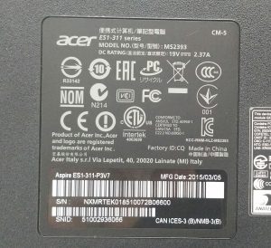 Acer Aspire MS2393 ES1-311 Series Pentium N3540 2.66GHz 2GB Ram 500GB HDD Windows 10 64 - Image 4