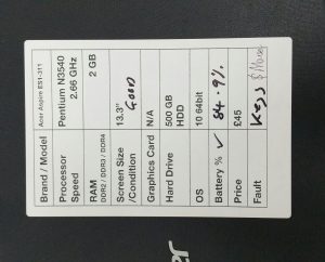 Acer Aspire MS2393 ES1-311 Series Pentium N3540 2.66GHz 2GB Ram 500GB HDD Windows 10 64 - Image 3