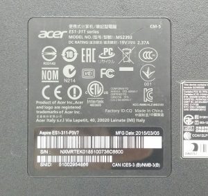Acer Aspire MS2393 ES1-311 Series Pentium N3540 2.66GHz 2GB Ram 500GB HDD Windows 10 64 - Image 4