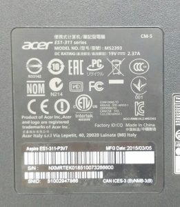 Acer Aspire MS2393 ES1-311 Series Pentium N3540 2.66GHz 2GB Ram 500GB HDD Windows 10 64 - Image 3