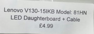 Lenovo V130-15IKB 81HN Laptop LED Daughterboard + Cable - Image 3