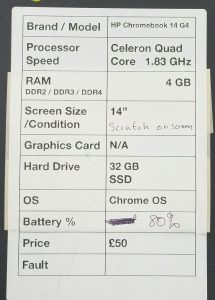 HP Chromebook 14 G4 - Celeron Quad Core 1.83GHz - 4GB RAM - 14" - 32GB SSD - Chrome OS - Image 3