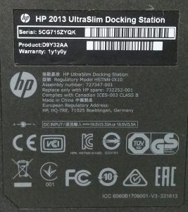 HP 2013 D9Y32AA HSTNN-IX10 UltraSlim Docking Station No Power Adapter - Image 3
