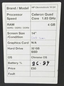 HP Chromebook 14 G4 - Celeron Quad Core 1.83GHz - 4GB RAM - 14" - 32GB SSD - Chrome OS - Image 3