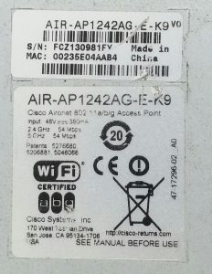 Cisco Systems AIR-AP1242AG-E-K9 Aironet 802.11a/b/g Access Point - Image 3