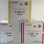Joblot 3x Canon C-EXV21 Toner Cartridge Magenta, Yellow & Cyan