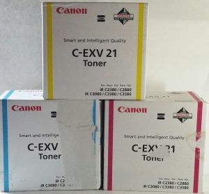 Joblot 3x Canon C-EXV21 Toner Cartridge Magenta, Yellow & Cyan