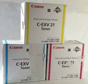 Joblot 3x Canon C-EXV21 Toner Cartridge Magenta, Yellow & Cyan - Image 2