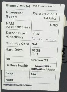 Dell Chromebook 11 CB1C13 Celeron 2955U 1.4GHz 4GB Ram 11.6" 16GB SSD Chrome OS - Image 3