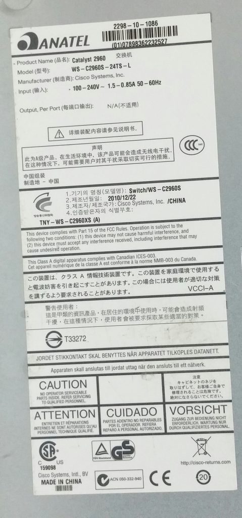 Cisco Catalyst 2960-S Series WS-C2960S-24TS-L 24-Port Switch + Fibre Optic Cisco GLC-SX-MMD - Image 3