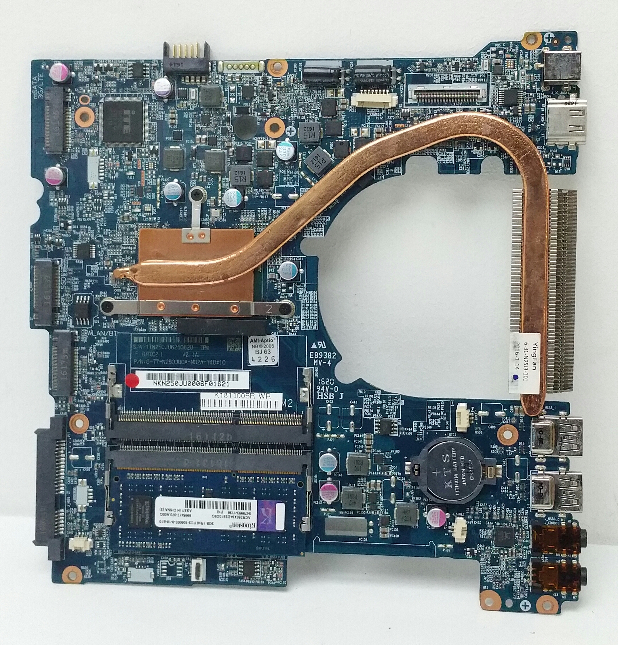 20180610_162805-1 Stone Pro P11A N240JU-OD Hannstar E89382 Intel i5-6200U @ 2.3Ghz Motherboard + 2Gb 1Rx8 PC3-10600S-9-B10 - Image 1