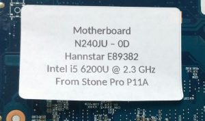 Stone Pro P11A N240JU-OD Hannstar E89382 Intel i5-6200U @ 2.3Ghz Motherboard + 2Gb 1Rx8 PC3-10600S-9-B10 - Image 3