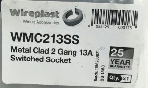 Wireplast WMC213SS Metal Clad 2 Gang 13A Switched Socket - Image 3