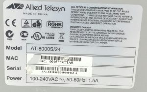 Allied Telesyn AT-8000S Series AT-8000S/24 24 Port Fast Ethernet Switch - Image 3