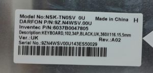 Toshiba Satellite Pro NSK-TN0SV0U 360X116.15 5mm Laptop Keyboard - Image 3