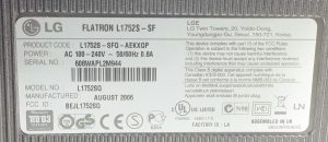 LG Flatron L1752S-SF L1752SQ 17" VGA Monitor - Image 3