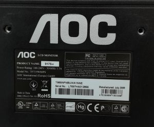 AOC 917Sw TFT19W80PS 19" VGA LCD Monitor - Image 6