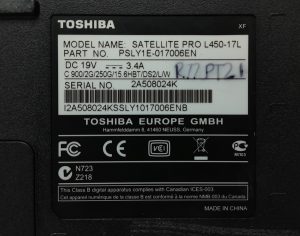 Toshiba Satellite Pro L450-17L - Celeron 900 @ 2.2GHz - 2GB Ram - 15.6" - 120GB SSD - Windows 10 Pro - Image 3