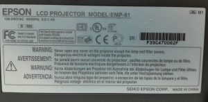 Epson EMP-81 VGA LCD Projector with 1762 Lamp Hours Used - Image 3