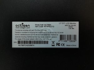 Octigen MJ7BBA 17" VGA TFT LCD Monitor - Image 3