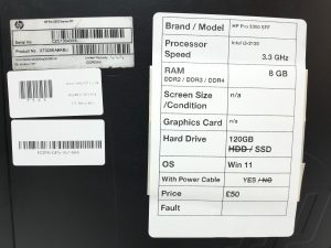 HP Pro 3300 Series SFF - Intel i3-2120 3.3GHz - 8GB - 120GB SSD - Windows 11 - Image 3