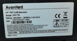 AvanHard XM17B 17" VGA TFT LCD Monitor - Image 3