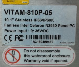 Aplex VITAM-810P-05 - Celeron N2930 1.83GHz - 4GB- 10.1" - 64GB SSD - Stainless IP66/IP69K Fanless Panel PC - Image 3