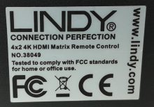 Lindy 38049 4x2 4K HDMI Matrix Remote Control - Image 3