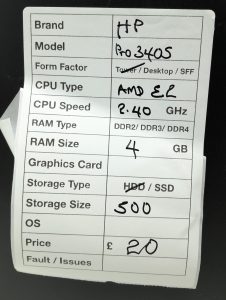 HP Pro 3405 Series MT - Tower - AMD E2 2.40Ghz - 4GB RAM - 500GB HDD - Tower - Image 3