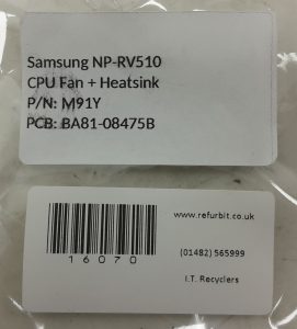 Samsung NP-RV510 CPU Fan + Heatsink P/N: M91Y PCB: BA81-08475B - Image 3