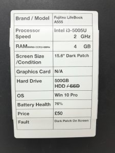 Fujitsu LifeBook A555 - i3-5005U 2.0GHz - 4GB Ram - 15.6" - 500GB HDD - Windows 10 Pro - Image 3