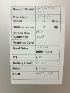Lenovo Yoga 720-12IKB 81C3 - i5-8250U 1.6GHz - 8GB Ram - 13.3" - 256GB SSD - Windows 11 Pro - Image 3