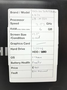 Toshiba Satellite Pro L630 - i3-M380 2.53GHz - 4GB RAM - 13.3" - 250GB HDD - Windows 10 Home - Image 3