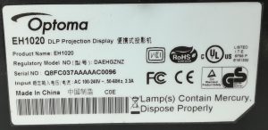 Optoma EH1020 HDMI VGA DLP Projector - Image 3